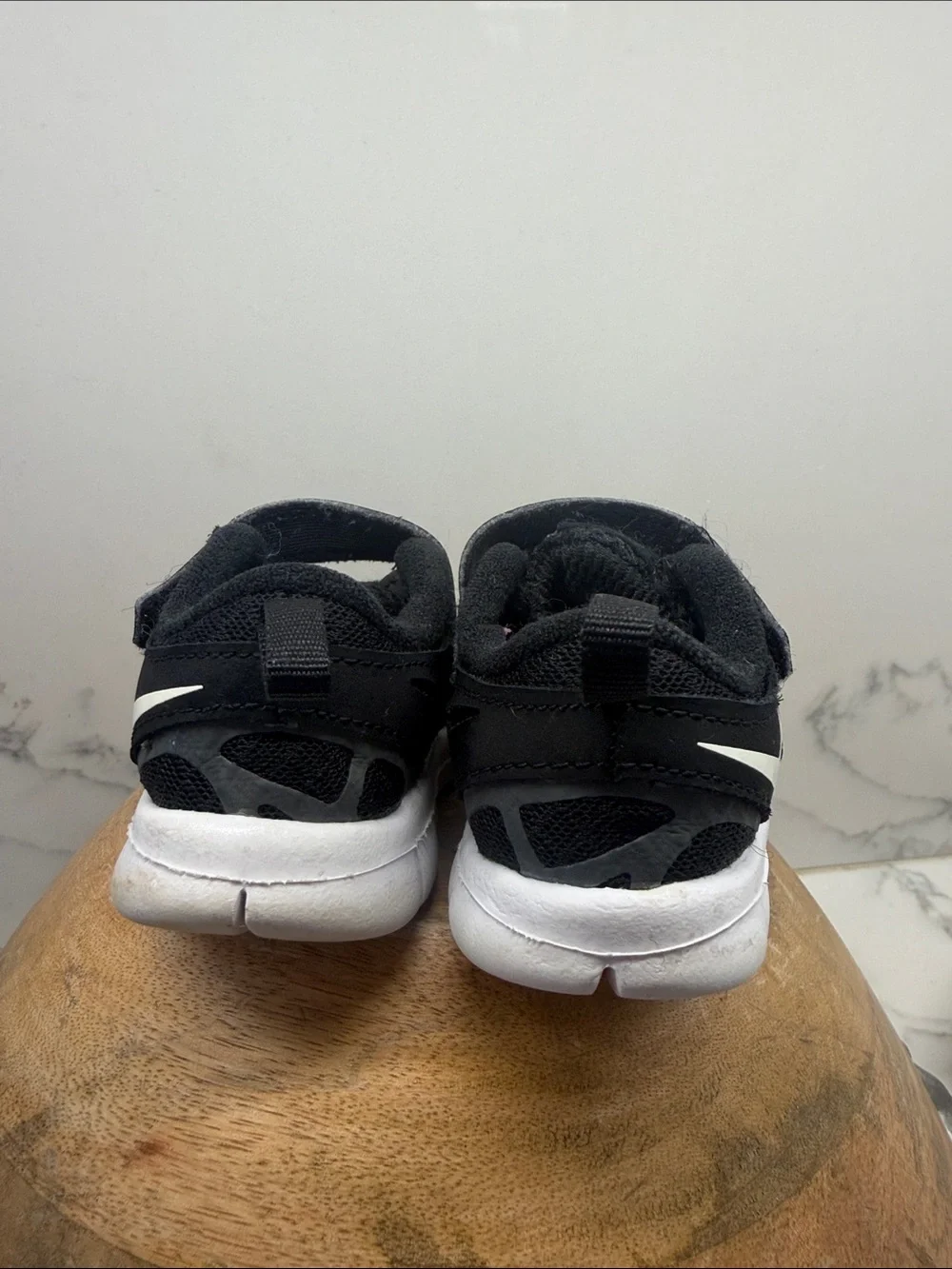 Nike Kids Black and White Hook-and-Loop Sneakers
